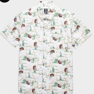 Men's Fresh Vibes White Green Cactus Taco Skeleton Casual Button Down Shirt L
